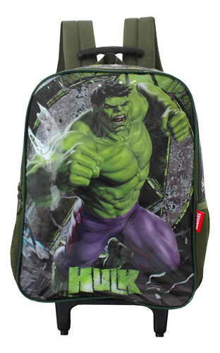 Mochila escolar rodante Marvel The Incredible Hulk para niños