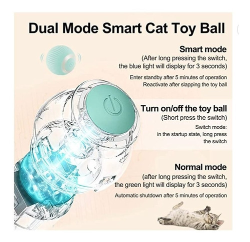 Juguete Gato Bola Interactivo Inteligente Recargable Automat Color Azul