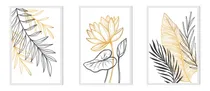 Comprar 3 Cuadros Botánica Modernos 45x30 Marco Impreso Decofactory