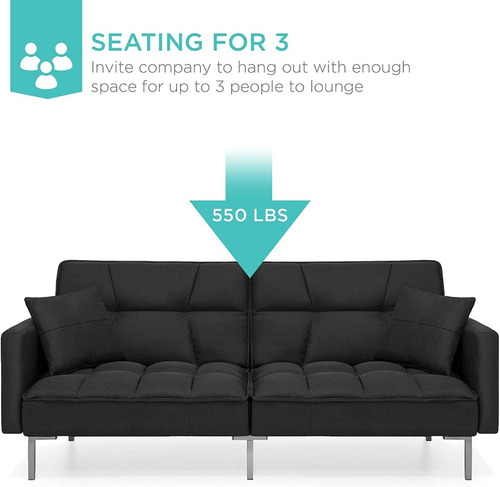 Sofa Convertible A Cama Color Negro Marca Best Choice Pr