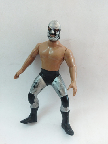 Luchador Bootleg Clásico Máscara Plateada Líneas Negras Ojos (Usado)