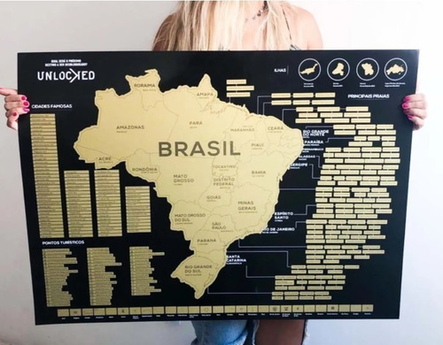 Imagem 6 de 10 de Combo 2x Mapa Mundi + 1x Mapa Do Brasil Unlocked Sem Moldura
