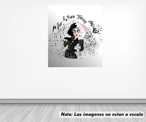 Vinil Sticker Pared 60 Cm. Lado Cruella De Vil Mod. 0073