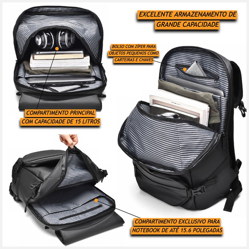 Melhor Mochila Notebook Impermeável 15,6 Para Dell Asus Hp Lenovo Acer Macbook Air M1 M2 M3 Positivo Tecido Resistente Reforçada Bolsa Escolar Universidade Faculdade Viagem Bordo Com Pochete Tokshop