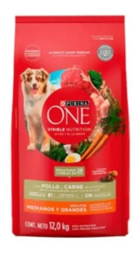 Croquetas Para Perro Adulto Purina One Pollo Y Carne 12 Kg