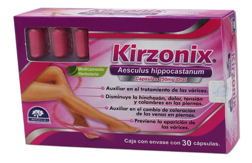 Kirzonix Tratamiento De Varices Medicina Herbolarea 30capsul Sabor Sin Sabor