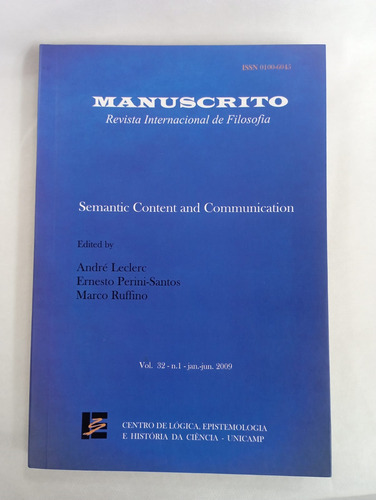 Livro Manuscrito - Vol. 32, N. 1 - André Leclere, Ernesto Perini-santos E Marco Ruffino [2009]