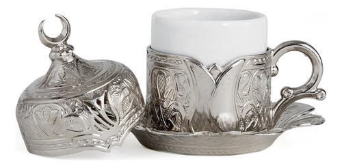 Juego Café Griego Turco 6 Piezas Cobre Y Plata