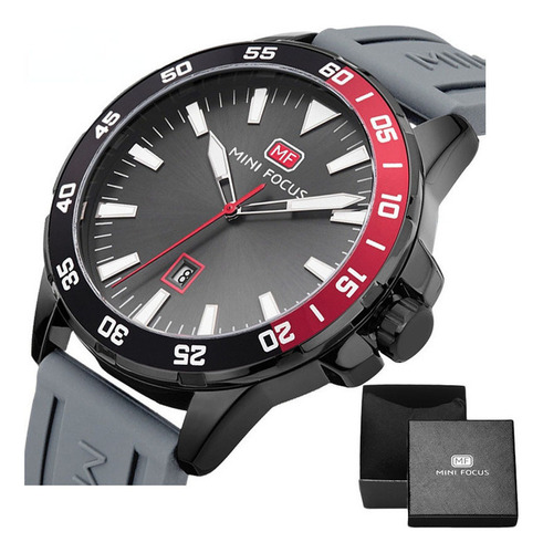 Reloj De Silicona Mini Focus Calendar Luminous Correa Gris