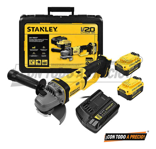 Kit Stanley Esmeriladora 20v Scg400m2k-b3 + 2 Baterias