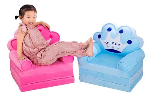 Sofá Plegable Para Niños Pequeños, Sillón, Funda Lavable A1 Color Azul