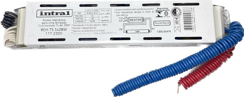 Reator Fonte Drive Eletrônico Fluor 1x28w T5 127/220V - Intral 127/220v
