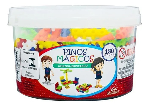 Bloco De Montar Pinos 180 Peças + Livro Pj Masks Colorir