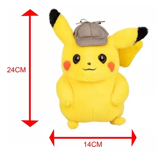 Boneco Detetive Pikachu Pelúcia 28cm Brinquedo Pokemon 467