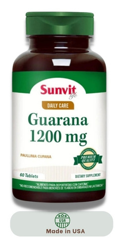 Guarana 1200 Mg (60 Tabs) Sunvit Life