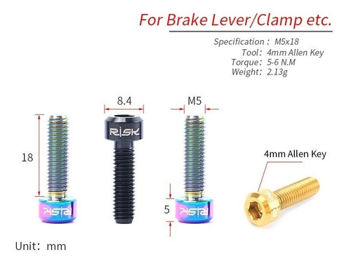 Imagen 4 de 4 de Tornillo Titanio Bicicleta Tornasol Mtb Abrazadera Freno