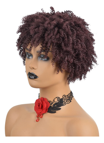 Siyi Borgona Afro Punk Pelucas Para Mujeres Negras Pelucas D