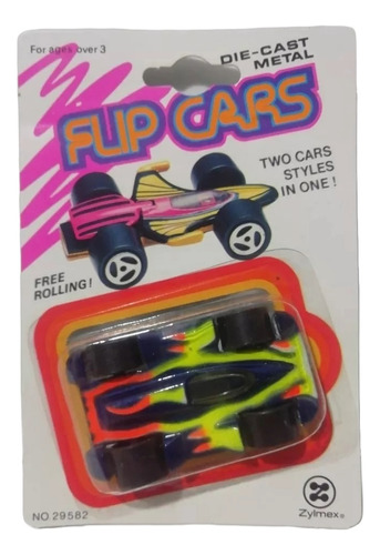 Vehículo Vintage Flip Cars Die-cast Metal Zylmex 1993