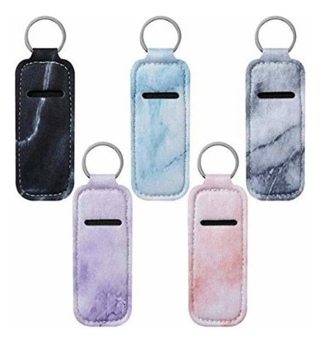 5 Pieces Clip On Sleeve Chapstick Pouch Keychain Lipstick