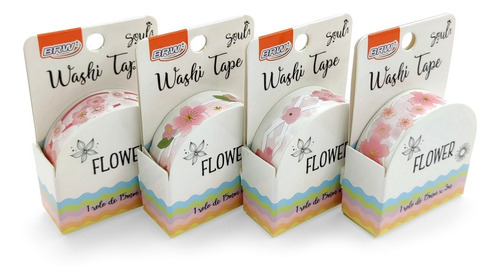 Washi Tape Flor 15mmx3m Bolsa X4 Blisters Brw