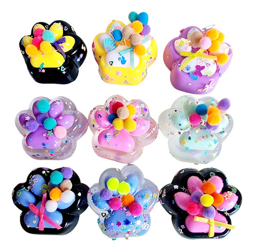 Squishy Mochi Brillo Huella Patita Gato Souvenir X3 Unid Surtido