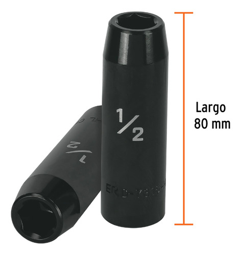 Dado Largo De Impacto 6 Puntas 1/2´ Cuadro 1/2´ Acero 13388