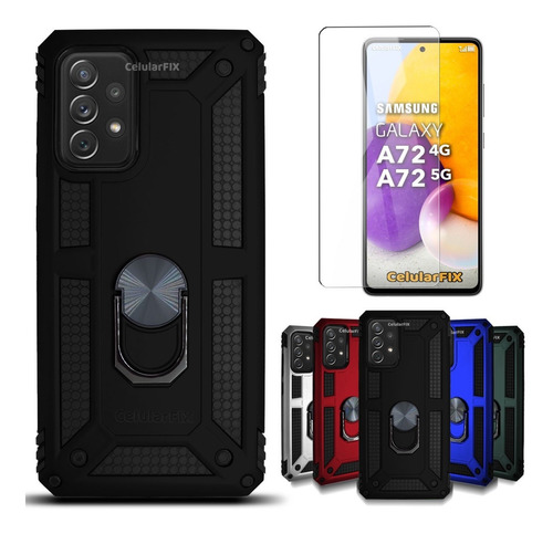 Funda P/ Samsung A72 Y A72 5g Uso Rudo Anillo Sujetador Mica