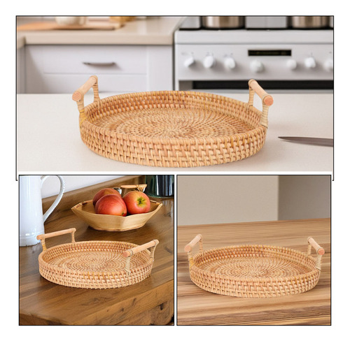 Panera De Ratán Tejida A Mano, Bandeja Para Servir, Mesa De