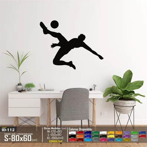 Vinilo grande para pared, diseño de jugador de fútbol, decoración de sala  de deportes, mural, decoración grande (ig4407) plateado metálico