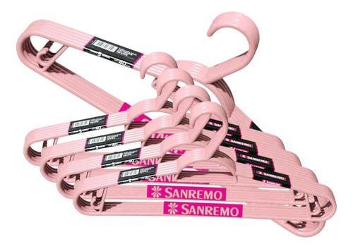 05 Kit C/5 Cabide Plastico Sanremo Cor Rosa Total 25unidades