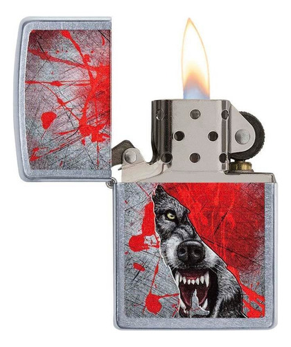 Encendedor A Prueba De Viento Mechero Diseño Lobo Zippo