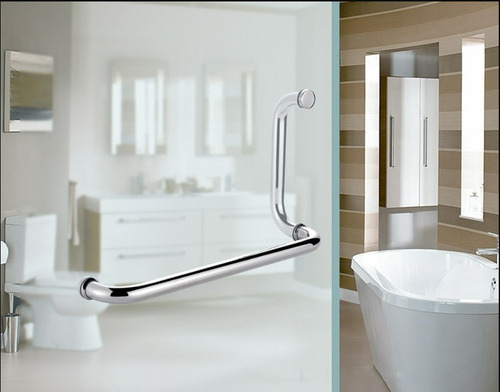 Imagen 5 de 7 de Manijon L Curvo Femmto 22x55 Acero Inox Negro Puerta Vidrio