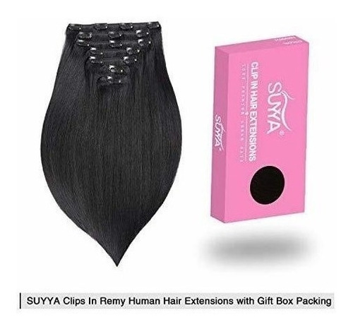 Extensiones De Cabello Natural N1 Negro Azabache 40.6cm Clip