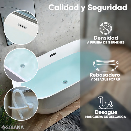 Solana BT6008 kit bañera estilo vintage 170x80x60 Cm y grifo cuello cisne color blanco y silver