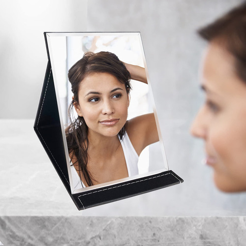 Espejo De Maquillaje Plegable Portátil Con Soporte Ajustable