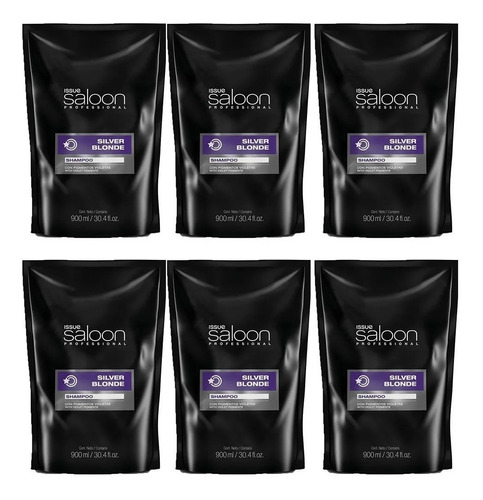Kit 6 Shampoo Matizador Violeta Silver Blonde Issue  900ml