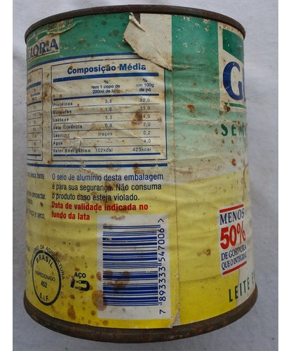 Lata Antiga Leite Em Pó Gloria 300g - Rótulo Papel - A52 (Usado)