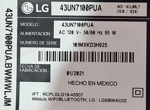 Main LG 43un7100pua Eax69083603(1.0) (Usado)