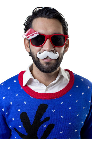 Lentes  De Santa  Claus Con Bigote Fiesta Navidad