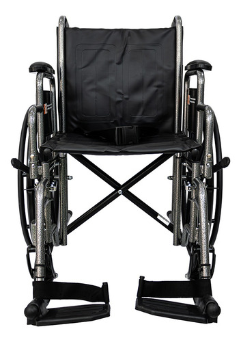 Silla De Ruedas De Acero Con Ruedas Sólidas Y Soporte Color Negro