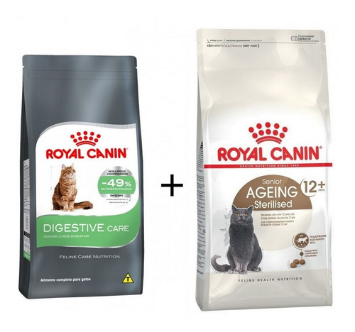 Kit Royal Ração Gatos 400g Digestive Care + Castrados 12+