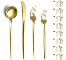 Comprar Juego De Cubiertos Dorados De 64 Piezas Para 16, Juego De Cu