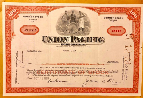 Acción Antigua De Estados Unidos Union Pacífic Corporation