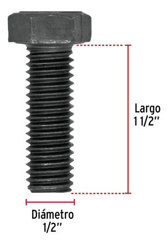 Tornillo 1/2 X 1.5 Grado 5 Hexagonal Acero Madera 30pz 44800