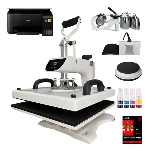 Maquina Estampadora Sublimadora 8 En 1 38 X 38 + Epson Wifi Para