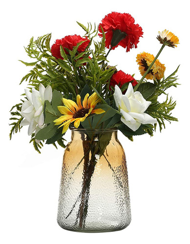 Vecelo Flores Artificiales Con Florero Decoración Floral Pla
