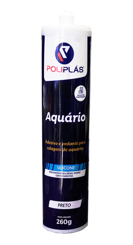 Poliplás Silicone Aquário - Preto 260g - Kit C/ 2 Unid.