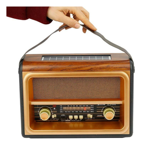 Radio Parlante Solar Y Corriente Retro Bluetooth Usb Fm