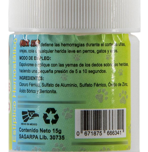 Imagen 3 de 6 de Quick Stop Polvo Hemostático 15g Detiene Sangrado De Uñas