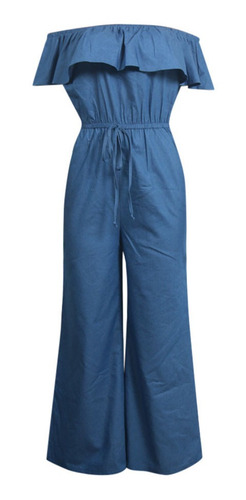 H Mono De Mujer Con Hombros Descubiertos Jeans De Mezclilla